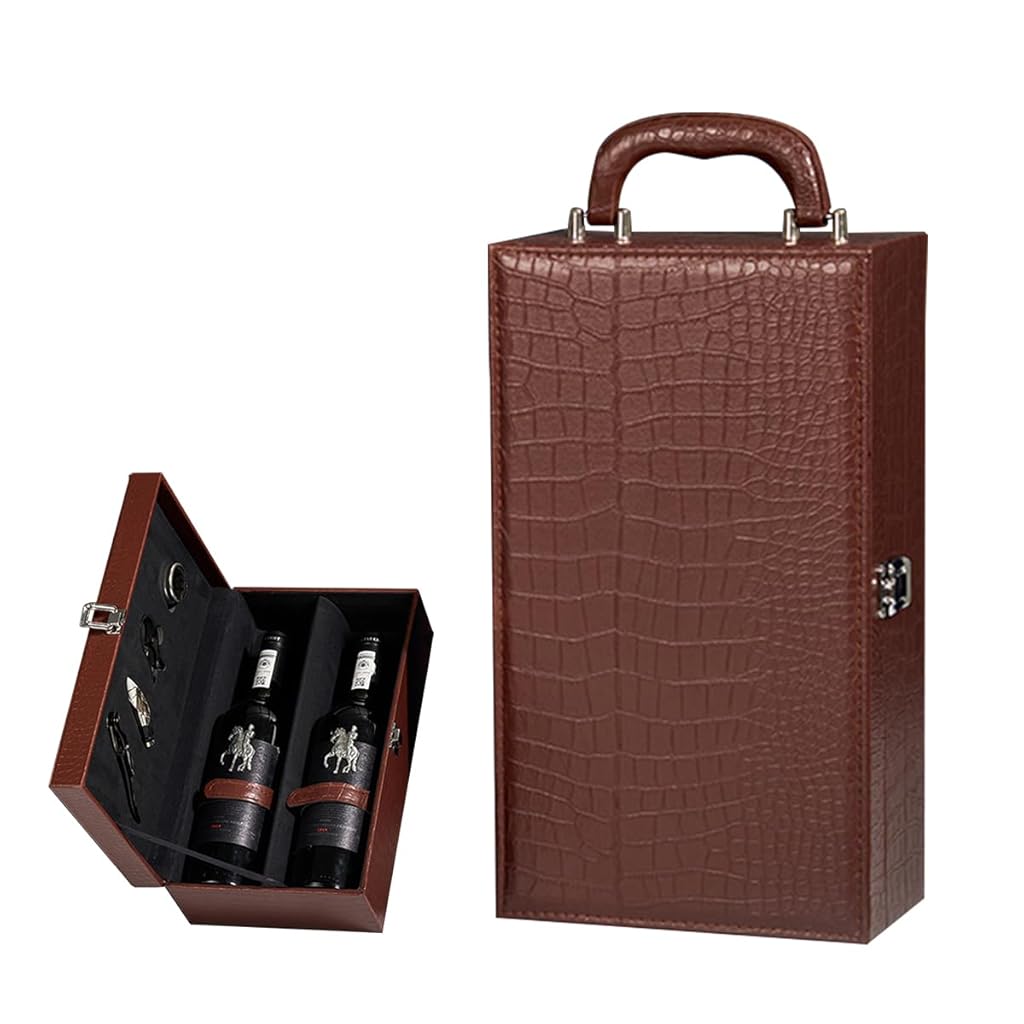 HASTHIP Wine Box, Leatherette Wine Gift Boxes, 2 Bottle Wine Gift Box for Wedding, Anniversary, Travel, Restaurant, Party, Gifts for Wine Lovers, Storage Box for Home Bar Wine Collection HASTHIP Wine Box, Leatherette Wine Gift Boxes, 2 Bottle Wine Gift Box for Wedding, Anniversary, Travel, Restaurant, Party, Gifts for Wine Lovers, Storage Box for Home Bar Wine Collection